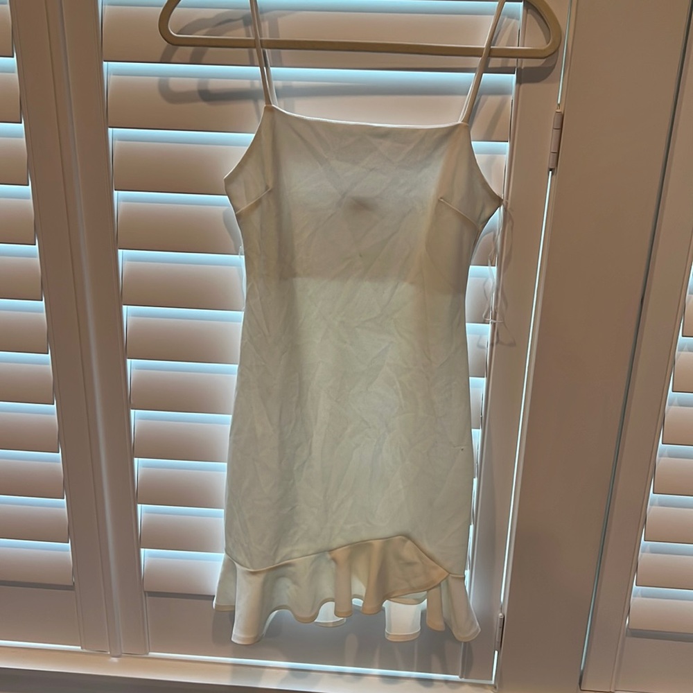 White mini ruffle dress
